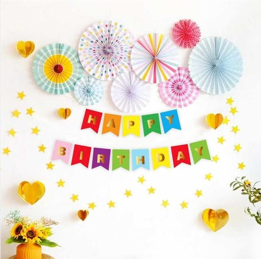 Happy Birthday Renkli Gold Banner